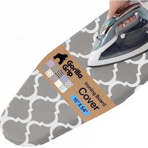 image:imageGORILLA GRIP The Original Ironing Board Cover and Pad Silicone Coating 400F Scorch Resistant Thick Padding Heavy Duty Iron Covers Standard Boards Hook and Loop Fastener Strap Silver 15x54Quatrefoil GrayWhite