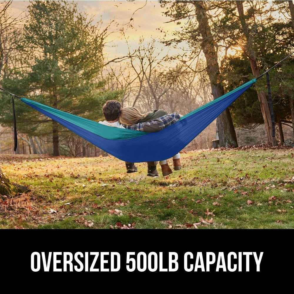 image:imageGORILLA GRIP Durable Camping Hammock with Heavy Duty Tree Straps Portable Hammocks for Outside Easy to Use Travel Swing Chair Outdoor Camper Hiker Essentials Backpacking Gear Gifts Single BlueDark BlueLight Blue