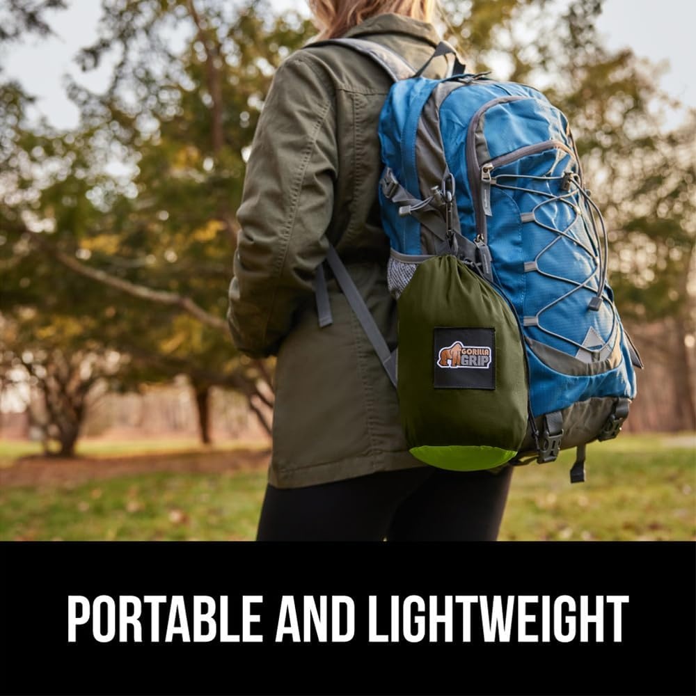 image:imageGORILLA GRIP Durable Camping Hammock with Heavy Duty Tree Straps Portable Hammocks for Outside Easy to Use Travel Swing Chair Outdoor Camper Hiker Essentials Backpacking Gear Gifts Single BlueDark GreenLight Green