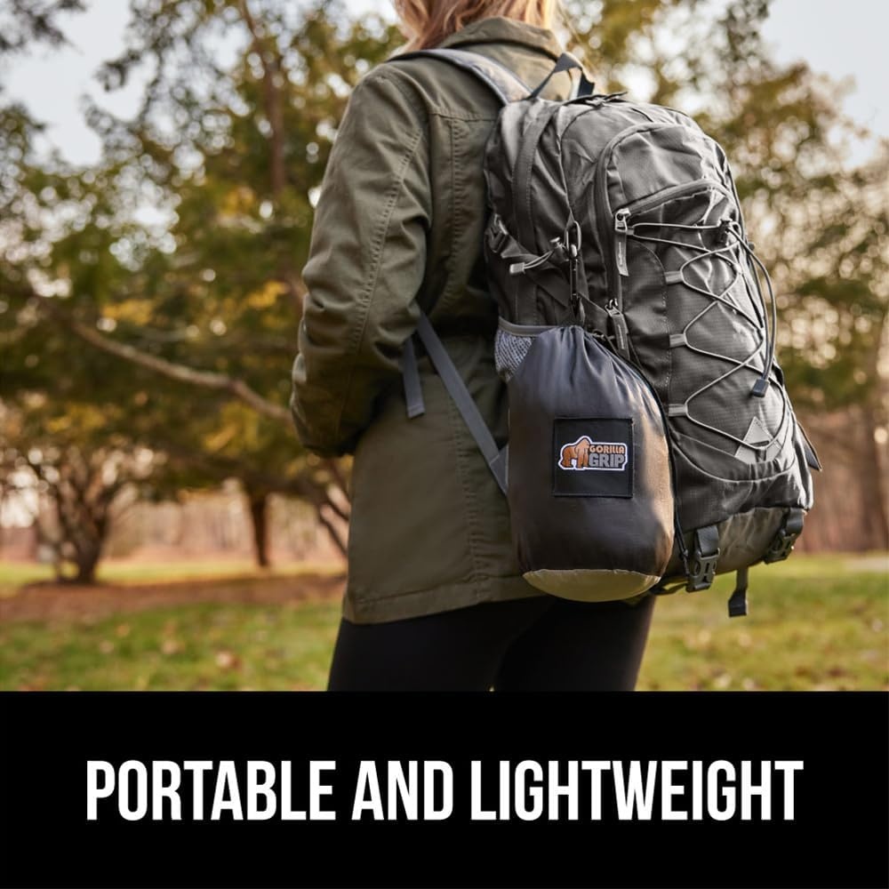 image:imageGORILLA GRIP Durable Camping Hammock with Heavy Duty Tree Straps Portable Hammocks for Outside Easy to Use Travel Swing Chair Outdoor Camper Hiker Essentials Backpacking Gear Gifts Single BlueBlackGrey