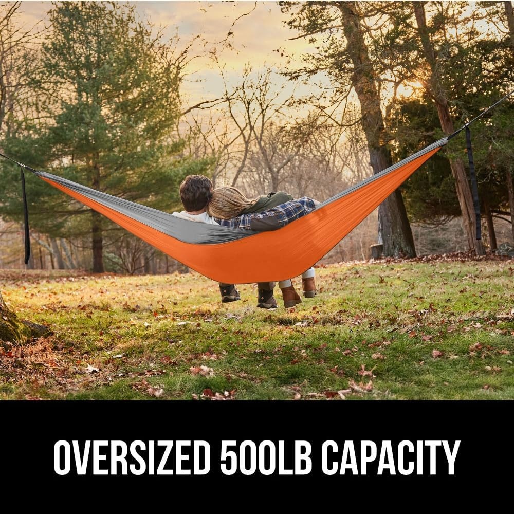 image:imageGORILLA GRIP Durable Camping Hammock with Heavy Duty Tree Straps Portable Hammocks for Outside Easy to Use Travel Swing Chair Outdoor Camper Hiker Essentials Backpacking Gear Gifts Single BlueOrangeGrey