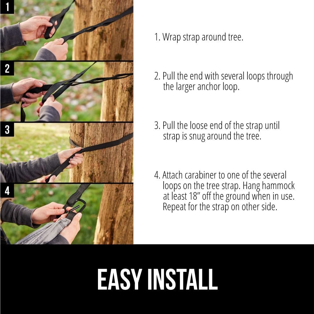 image:imageGORILLA GRIP Durable Camping Hammock with Heavy Duty Tree Straps Portable Hammocks for Outside Easy to Use Travel Swing Chair Outdoor Camper Hiker Essentials Backpacking Gear Gifts Single BlueDark GreenLight Green