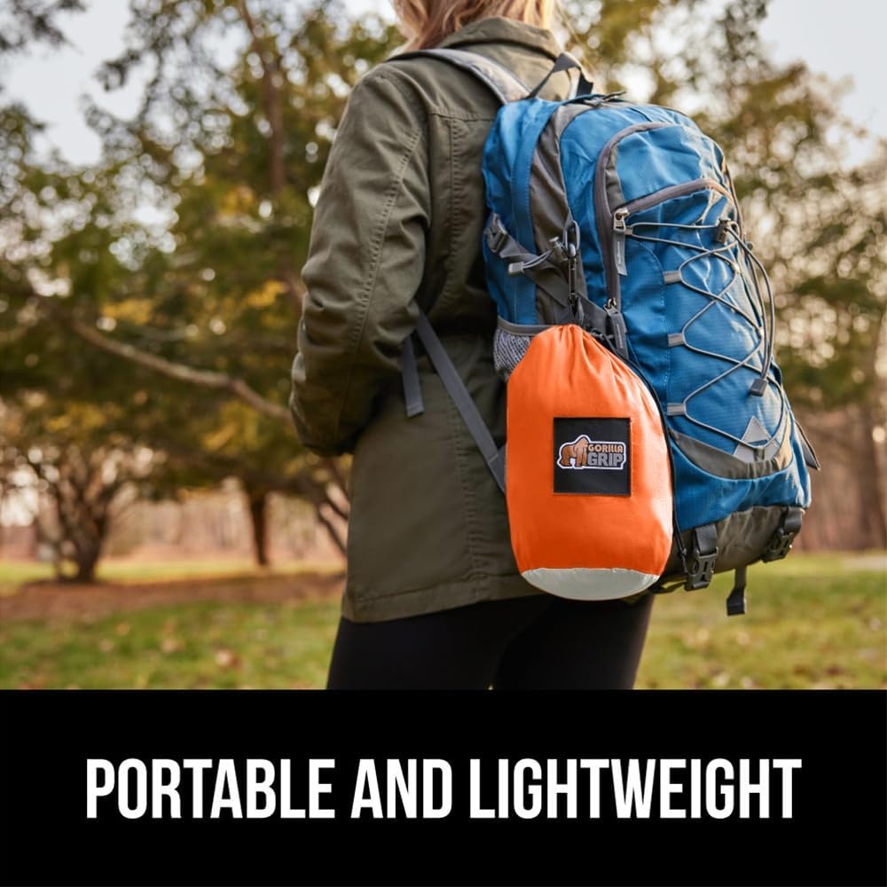 image:imageGORILLA GRIP Durable Camping Hammock with Heavy Duty Tree Straps Portable Hammocks for Outside Easy to Use Travel Swing Chair Outdoor Camper Hiker Essentials Backpacking Gear Gifts Single BlueOrangeGrey