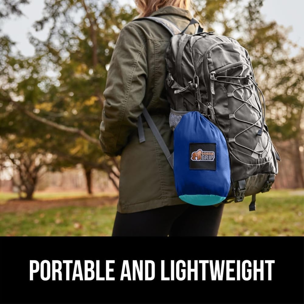 image:imageGORILLA GRIP Durable Camping Hammock with Heavy Duty Tree Straps Portable Hammocks for Outside Easy to Use Travel Swing Chair Outdoor Camper Hiker Essentials Backpacking Gear Gifts Single BlueDark BlueLight Blue