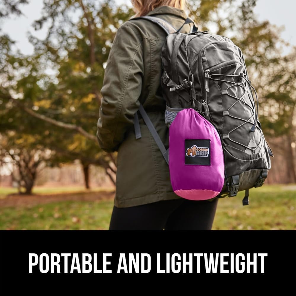 image:imageGORILLA GRIP Durable Camping Hammock with Heavy Duty Tree Straps Portable Hammocks for Outside Easy to Use Travel Swing Chair Outdoor Camper Hiker Essentials Backpacking Gear Gifts Single BluePurplePink