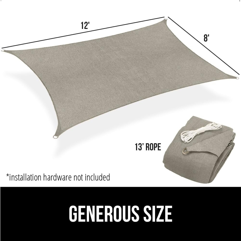 image:imageGORILLA GRIP Heavy Duty Sun Shade UV Protection Fade Tear and Rust Resistant Rectangle Sunshade Canopy Curved Edges Blocks Sunlight Breathable Sail Outdoor Patio Lawn Garden 12x12 FT GrayGraphite