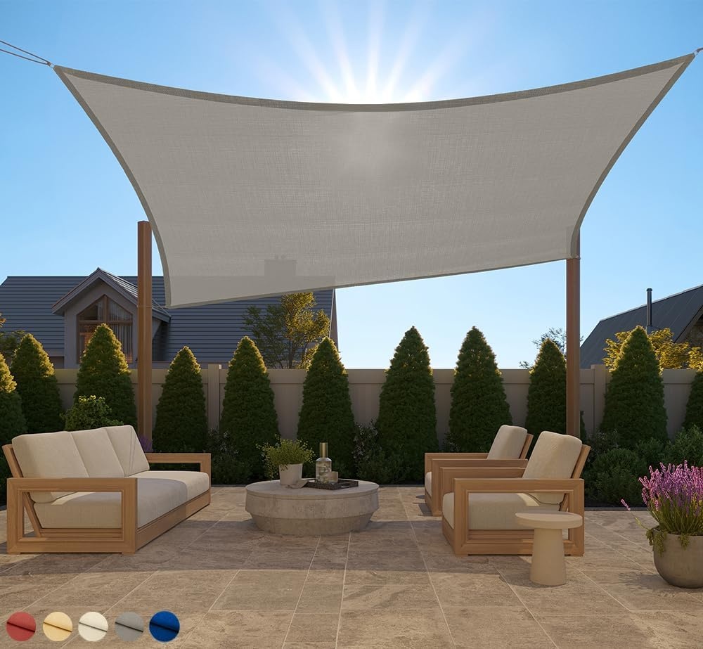 image:imageGORILLA GRIP Heavy Duty Sun Shade UV Protection Fade Tear and Rust Resistant Rectangle Sunshade Canopy Curved Edges Blocks Sunlight Breathable Sail Outdoor Patio Lawn Garden 12x12 FT GrayGraphite