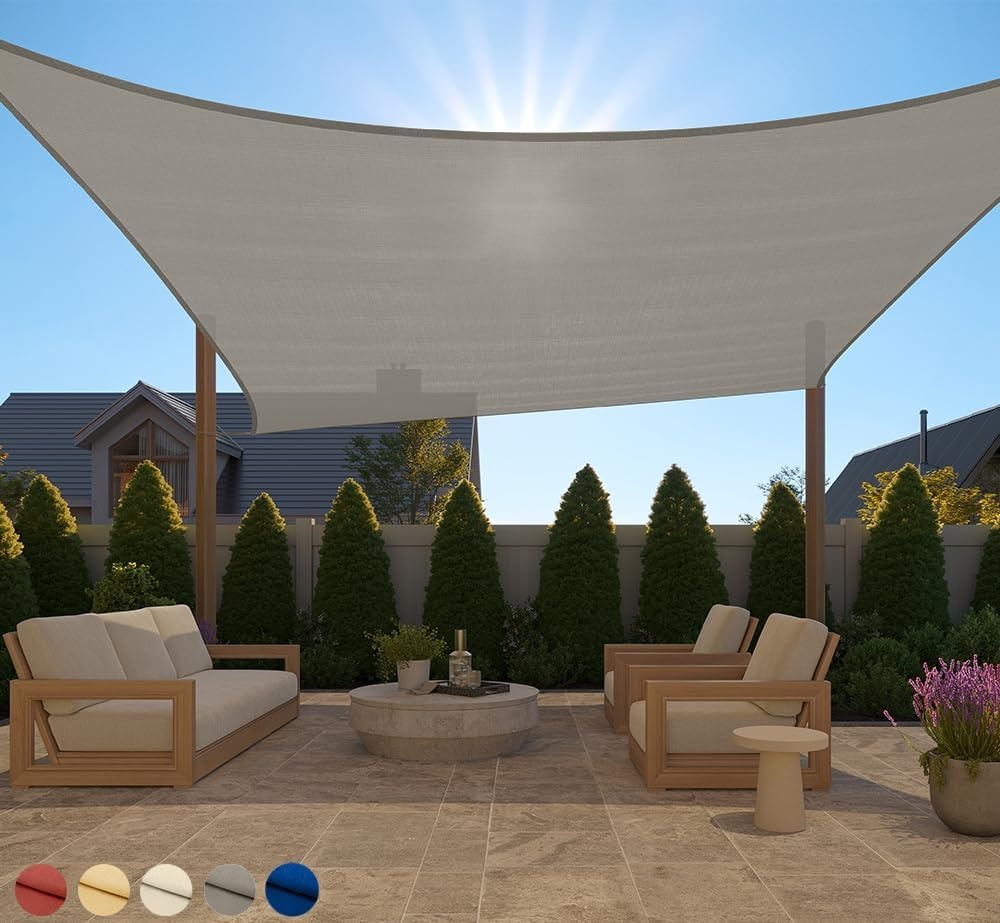 image:imageGORILLA GRIP Heavy Duty Sun Shade UV Protection Fade Tear and Rust Resistant Rectangle Sunshade Canopy Curved Edges Blocks Sunlight Breathable Sail Outdoor Patio Lawn Garden 12x12 FT GrayGraphite