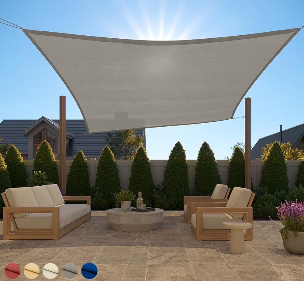 image:imageGORILLA GRIP Heavy Duty Sun Shade UV Protection Fade Tear and Rust Resistant Rectangle Sunshade Canopy Curved Edges Blocks Sunlight Breathable Sail Outdoor Patio Lawn Garden 12x12 FT GrayGraphite