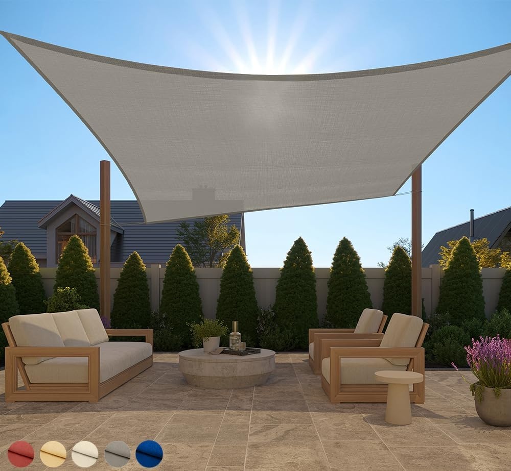 image:imageGORILLA GRIP Heavy Duty Sun Shade UV Protection Fade Tear and Rust Resistant Rectangle Sunshade Canopy Curved Edges Blocks Sunlight Breathable Sail Outdoor Patio Lawn Garden 12x12 FT GrayGraphite