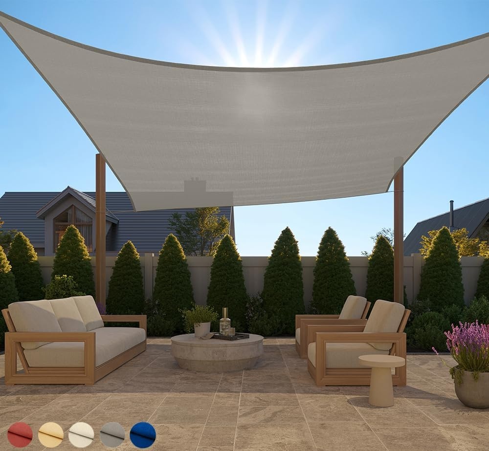 image:imageGORILLA GRIP Heavy Duty Sun Shade UV Protection Fade Tear and Rust Resistant Rectangle Sunshade Canopy Curved Edges Blocks Sunlight Breathable Sail Outdoor Patio Lawn Garden 12x12 FT GrayGraphite