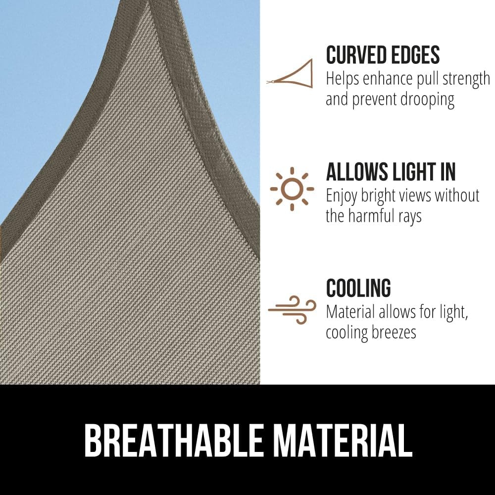 image:imageGORILLA GRIP Heavy Duty Sun Shade UV Protection Fade Tear and Rust Resistant Rectangle Sunshade Canopy Curved Edges Blocks Sunlight Breathable Sail Outdoor Patio Lawn Garden 12x12 FT GrayGraphite