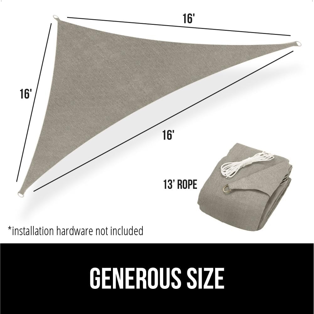 image:imageGORILLA GRIP Heavy Duty Sun Shade UV Protection Fade Tear and Rust Resistant Rectangle Sunshade Canopy Curved Edges Blocks Sunlight Breathable Sail Outdoor Patio Lawn Garden 12x12 FT GrayGraphite