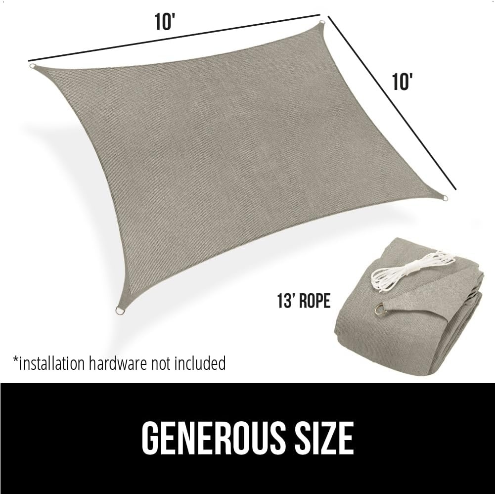 image:imageGORILLA GRIP Heavy Duty Sun Shade UV Protection Fade Tear and Rust Resistant Rectangle Sunshade Canopy Curved Edges Blocks Sunlight Breathable Sail Outdoor Patio Lawn Garden 12x12 FT GrayGraphite