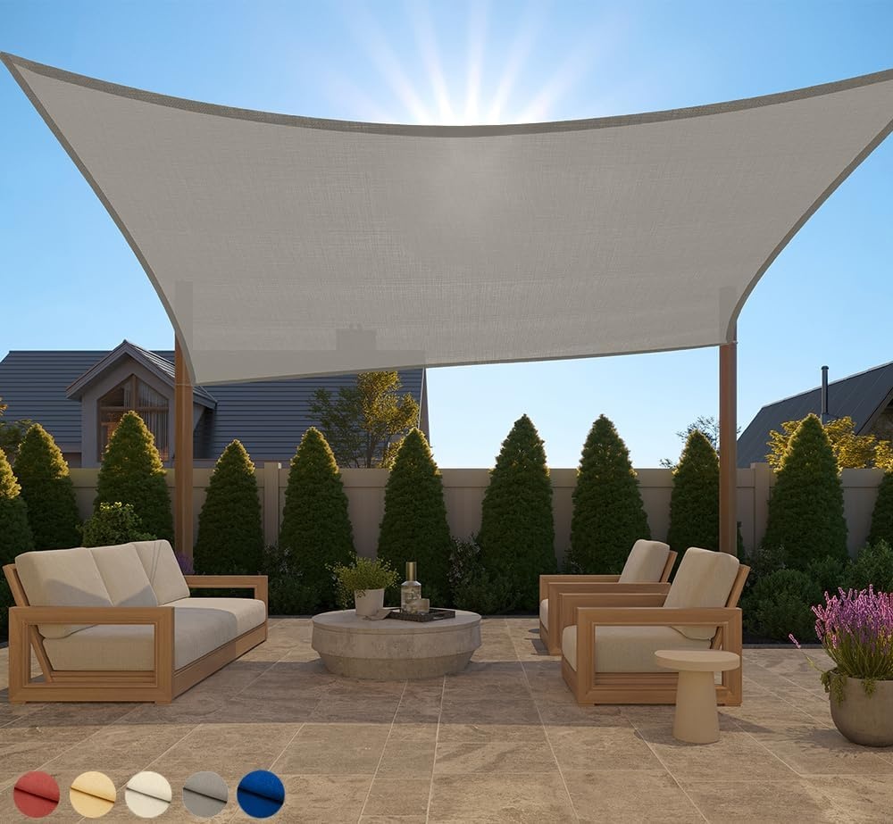 image:imageGORILLA GRIP Heavy Duty Sun Shade UV Protection Fade Tear and Rust Resistant Rectangle Sunshade Canopy Curved Edges Blocks Sunlight Breathable Sail Outdoor Patio Lawn Garden 12x12 FT GrayGraphite