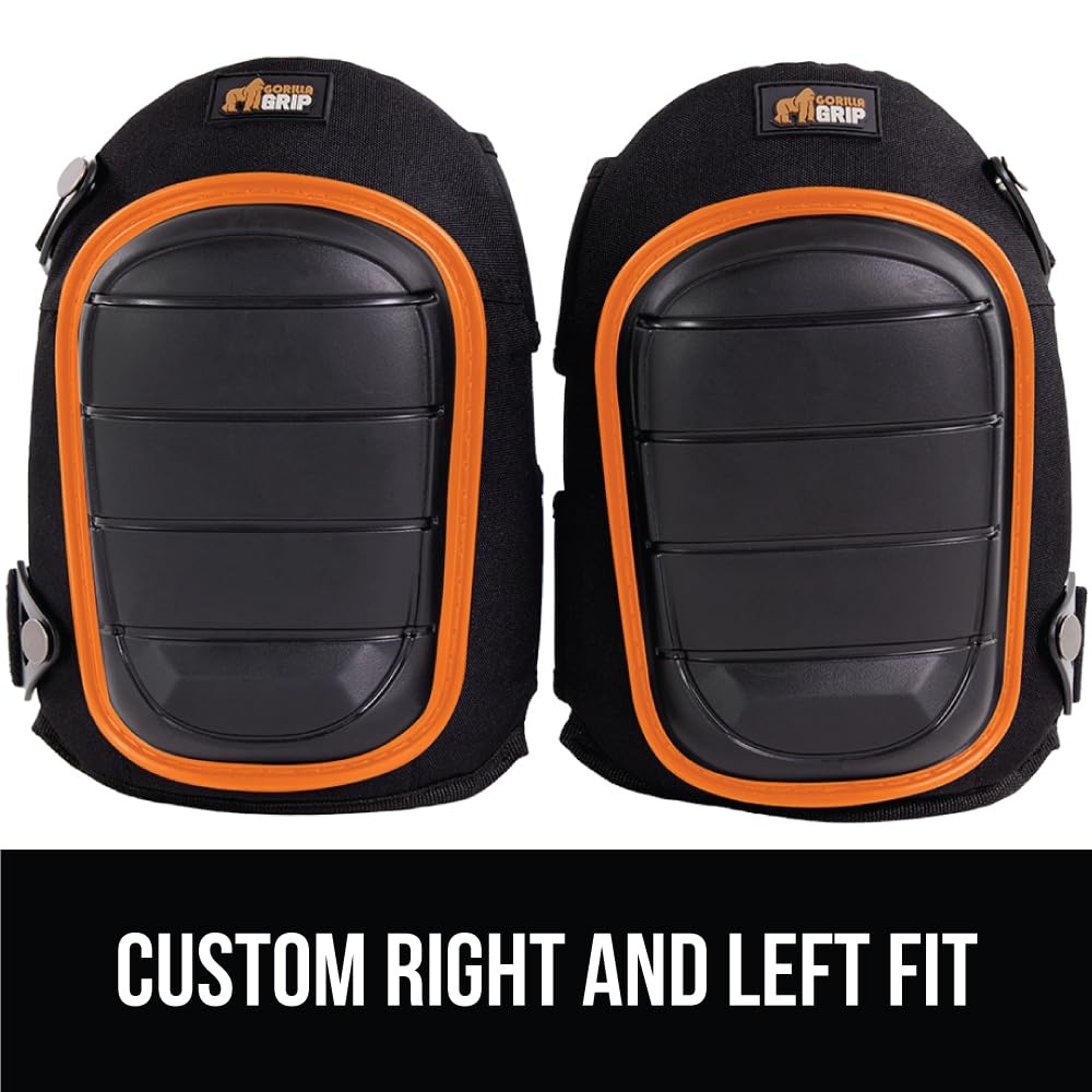 image:imageGORILLA GRIP Knee Pads for Work All Day Comfort Gel Cushion and Soft Foam for Men Slip Resistant Heavy Duty Hard Cap Adjustable Straps for Flooring Construction and Gardening BlackOrange