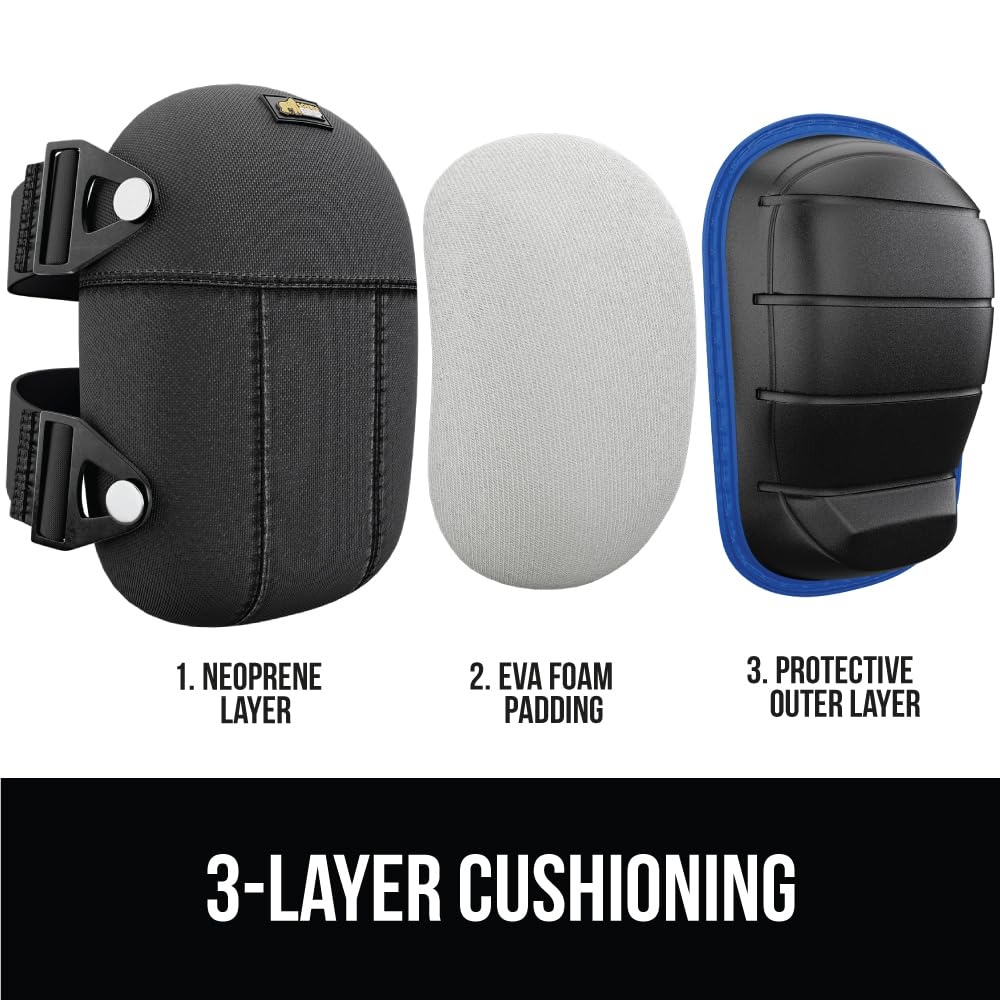 image:imageGORILLA GRIP Knee Pads for Work All Day Comfort Gel Cushion and Soft Foam for Men Slip Resistant Heavy Duty Hard Cap Adjustable Straps for Flooring Construction and Gardening BlackRoyal Blue