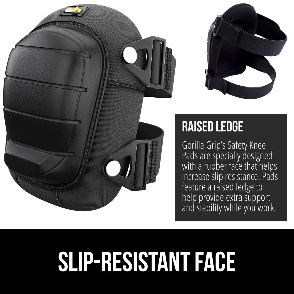 image:imageGORILLA GRIP Knee Pads for Work All Day Comfort Gel Cushion and Soft Foam for Men Slip Resistant Heavy Duty Hard Cap Adjustable Straps for Flooring Construction and Gardening BlackBlack