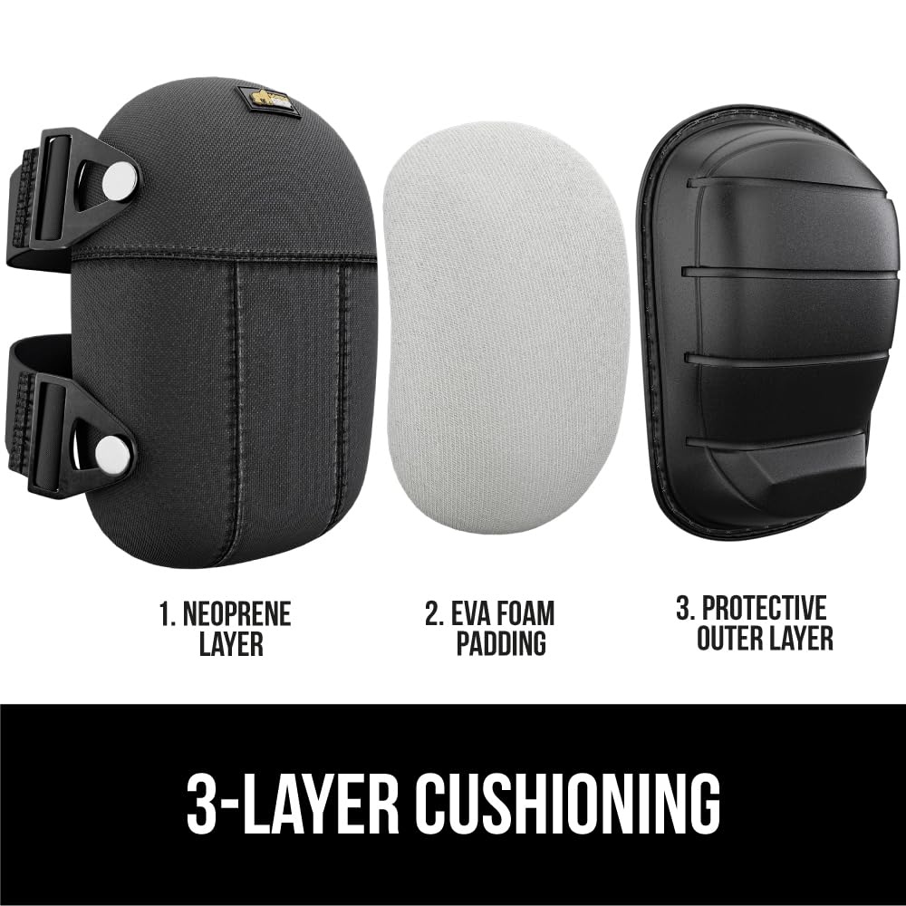 image:imageGORILLA GRIP Knee Pads for Work All Day Comfort Gel Cushion and Soft Foam for Men Slip Resistant Heavy Duty Hard Cap Adjustable Straps for Flooring Construction and Gardening BlackBlack