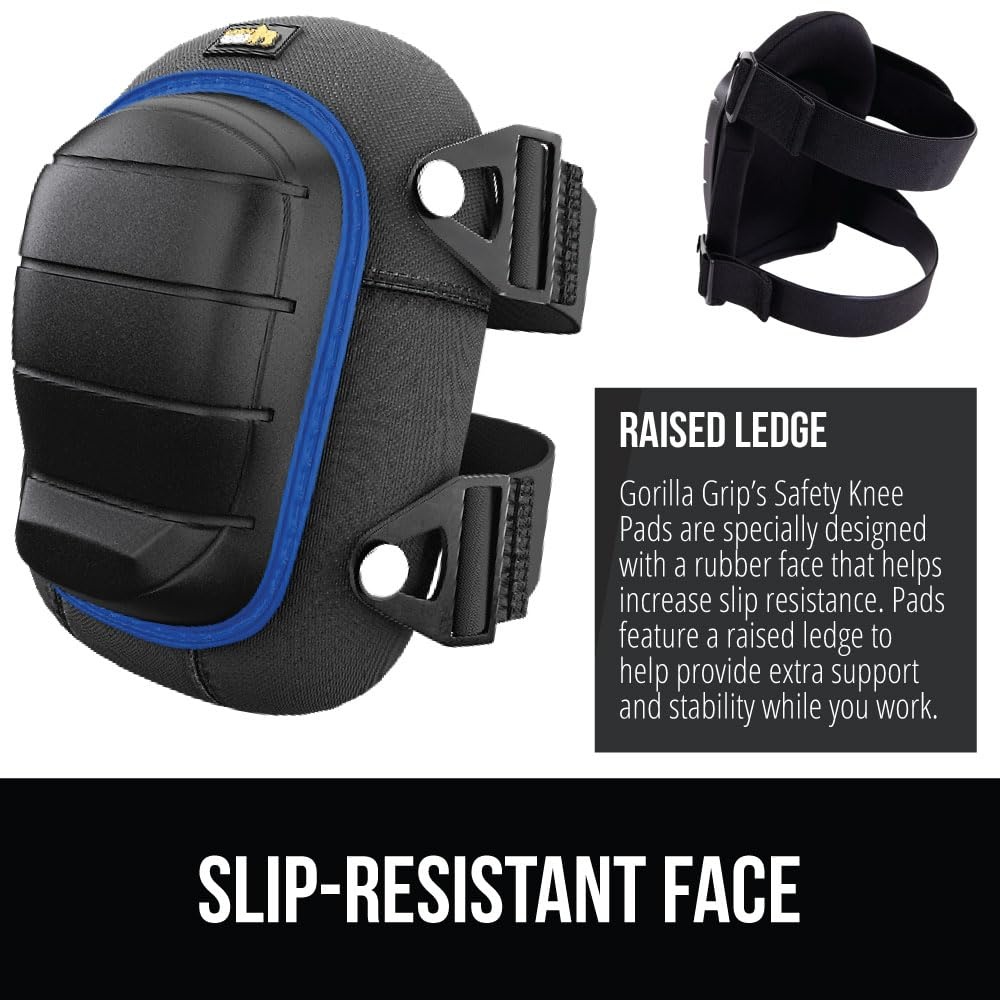image:imageGORILLA GRIP Knee Pads for Work All Day Comfort Gel Cushion and Soft Foam for Men Slip Resistant Heavy Duty Hard Cap Adjustable Straps for Flooring Construction and Gardening BlackRoyal Blue