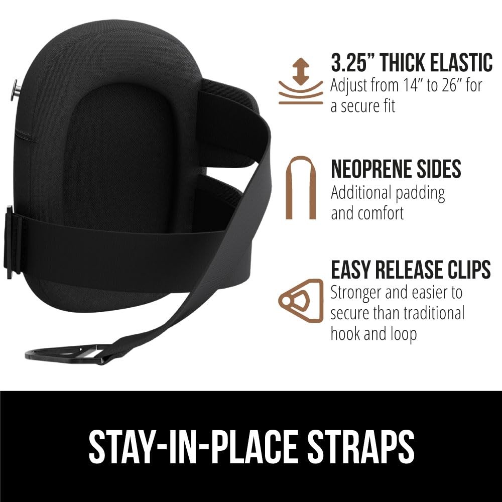 image:imageGORILLA GRIP Knee Pads for Work All Day Comfort Gel Cushion and Soft Foam for Men Slip Resistant Heavy Duty Hard Cap Adjustable Straps for Flooring Construction and Gardening BlackBlack