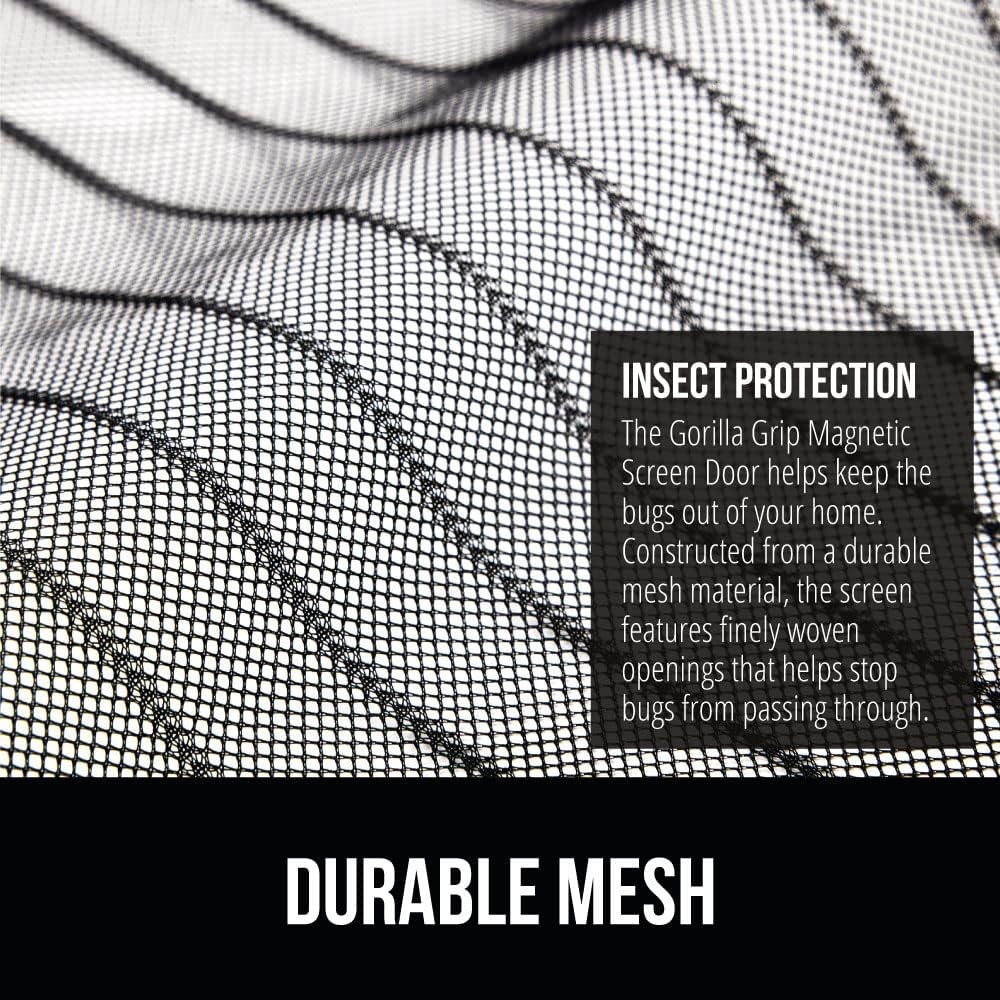 image:imageGORILLA GRIP Magnetic Screen Door Hands Free Mesh Curtain Keeps Bugs and Mosquitos Out Automatic Magnet Closure Heavy Duty Patio Sliding Dog Doors Cover Window Screens Protector Black 39x8339 x 83