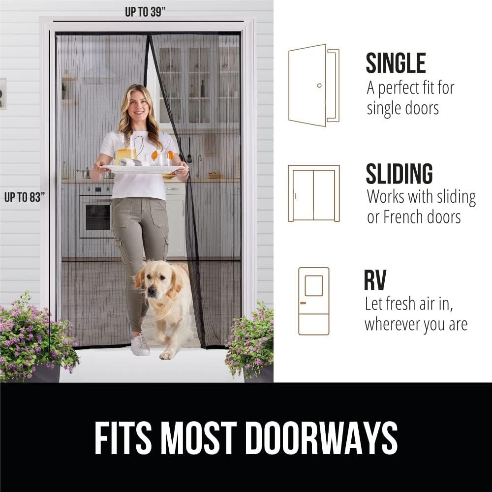 image:imageGORILLA GRIP Magnetic Screen Door Hands Free Mesh Curtain Keeps Bugs and Mosquitos Out Automatic Magnet Closure Heavy Duty Patio Sliding Dog Doors Cover Window Screens Protector Black 39x8339 x 83