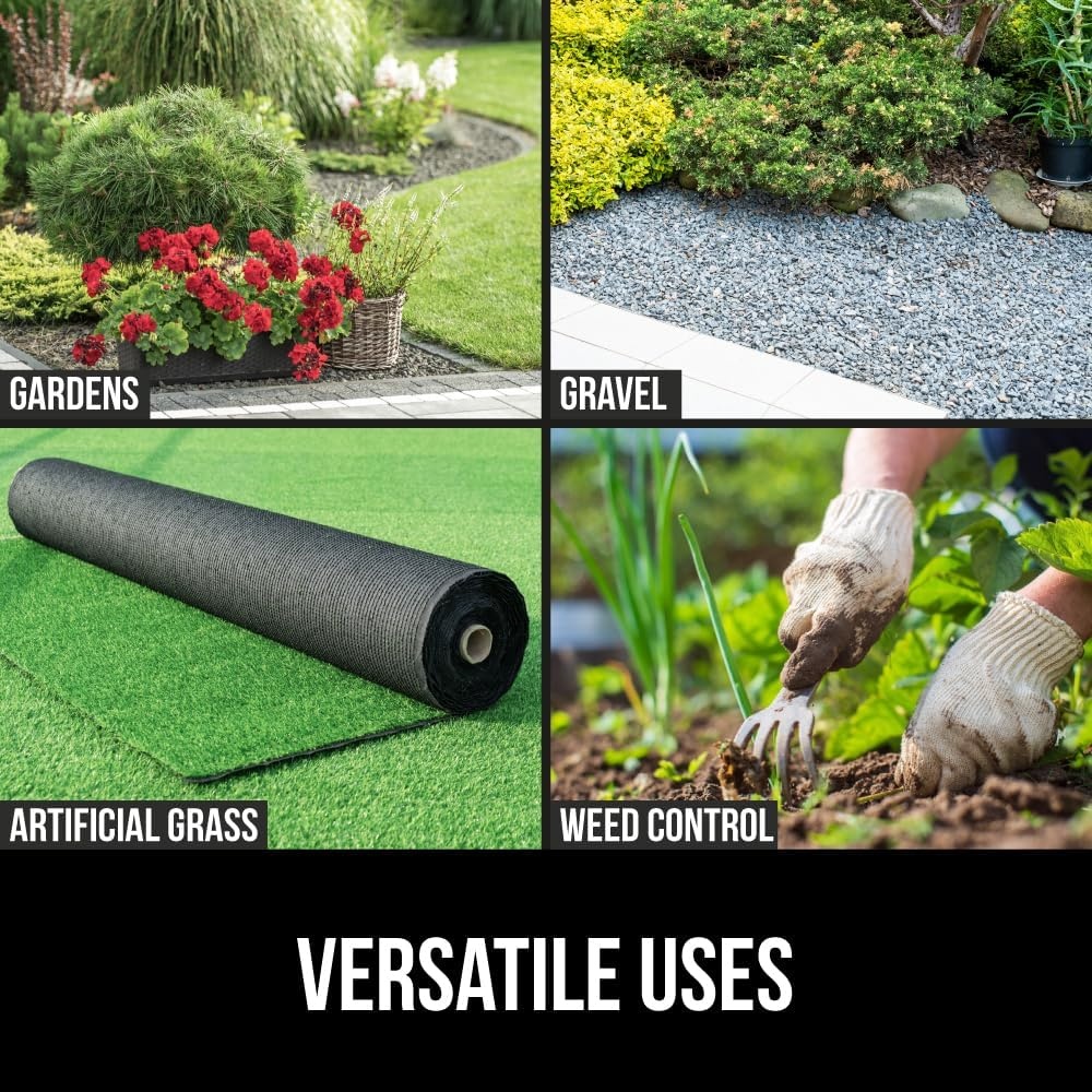 image:imageGORILLA GRIP Weed Barrier Fabric 3 FT x 50 FT Heavy Duty Woven Landscape Fabric 32oz Weed Control Ground Cover for Garden Beds amp Mulch Permeable Underlayment for Landscaping Home amp Commercial Use32 Oz Woven Polypropylene