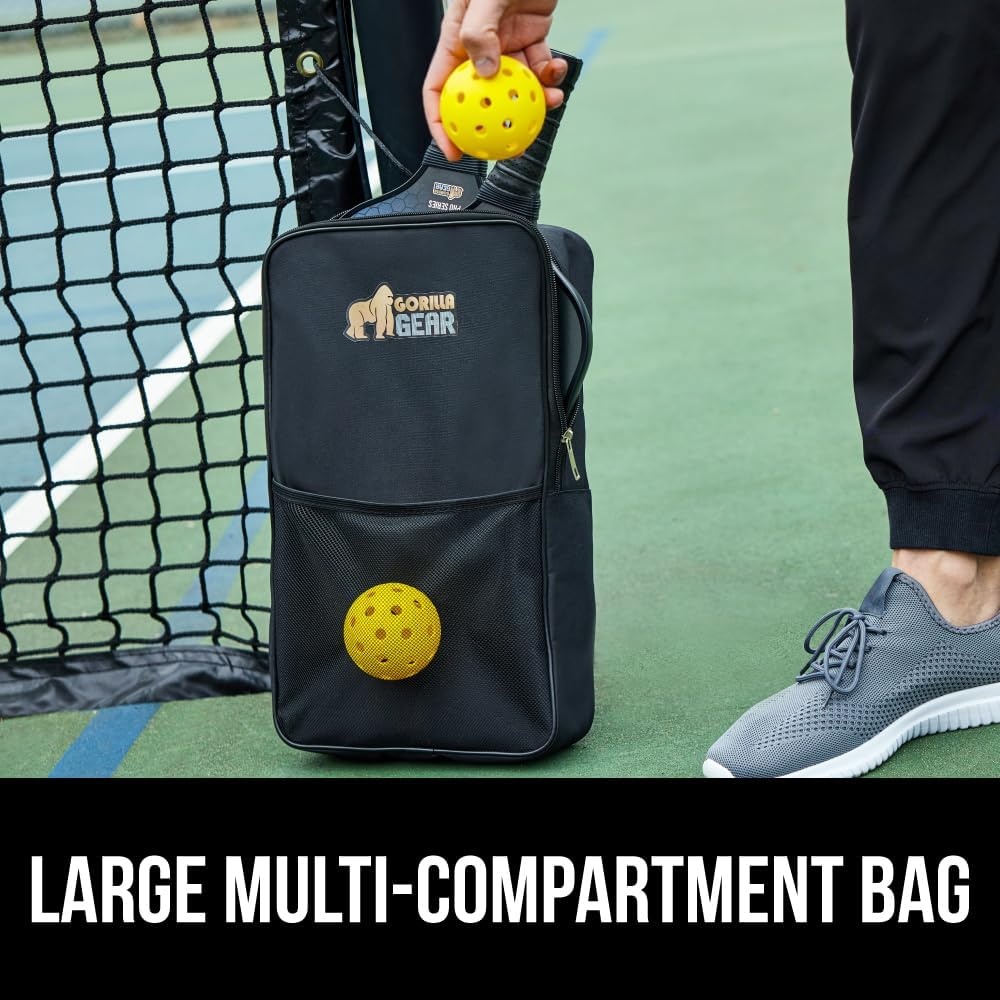 image:imageGorilla Gear USAPA Approved Pickleball Starter Set Fiberglass Paddles with Bag and Balls Indoor Outdoor Court Use Comfortable Racket Grip Oversized Sweet Spot Pickle Ball Paddle for Men WomenBlue