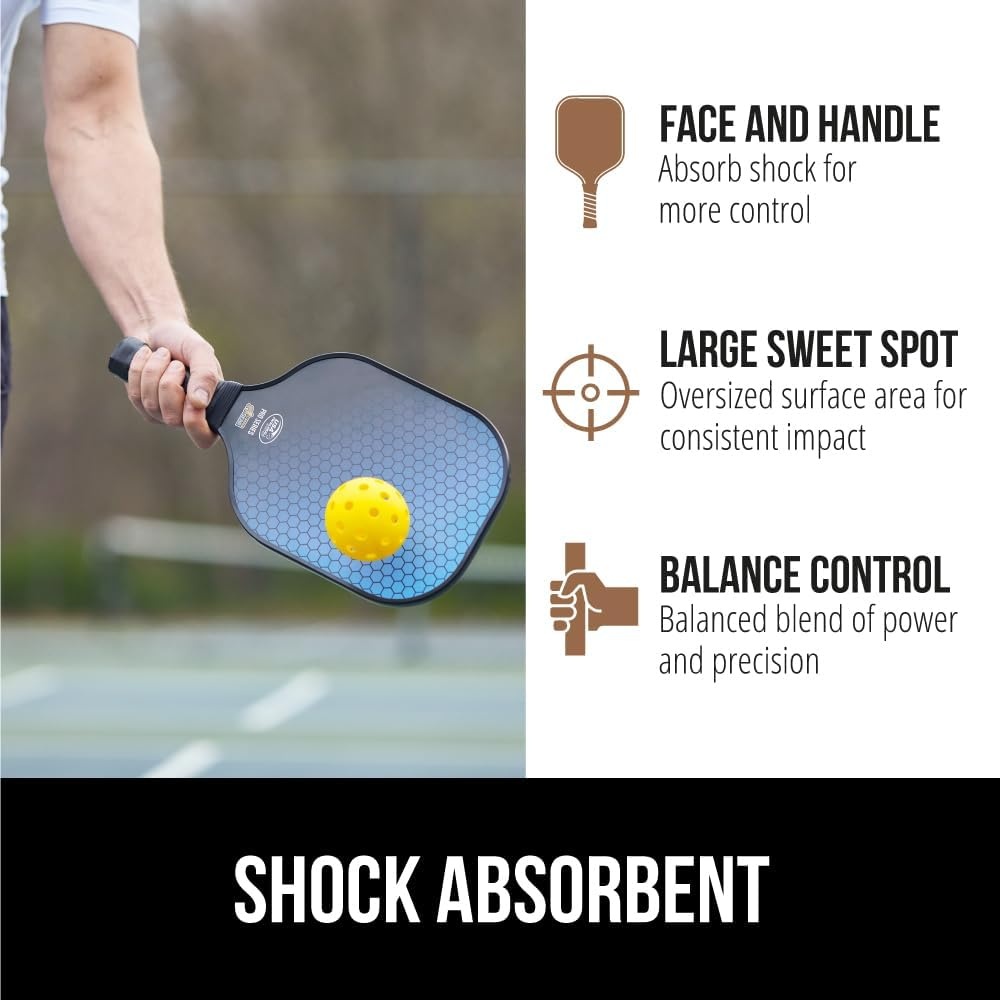 image:imageGorilla Gear USAPA Approved Pickleball Starter Set Fiberglass Paddles with Bag and Balls Indoor Outdoor Court Use Comfortable Racket Grip Oversized Sweet Spot Pickle Ball Paddle for Men WomenBlue
