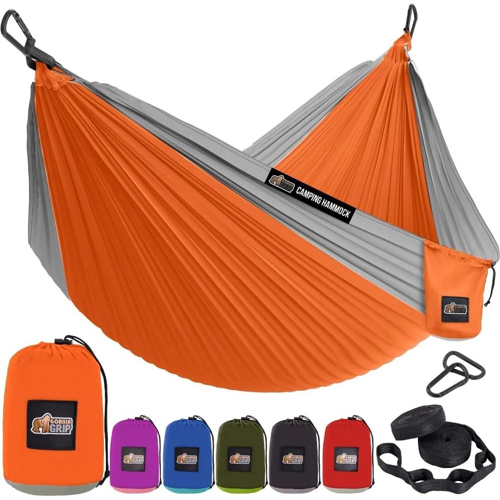 image:imageGORILLA GRIP Durable Camping Hammock with Heavy Duty Tree Straps Portable Hammocks for Outside Easy to Use Travel Swing Chair Outdoor Camper Hiker Essentials Backpacking Gear Gifts Single BlueOrangeGrey