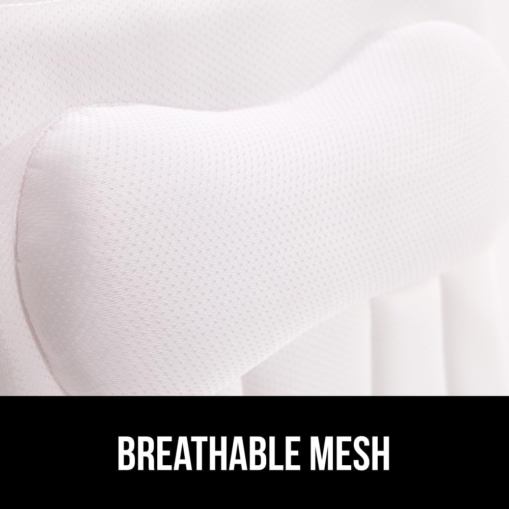 image:imageGORILLA GRIP Bath Pillow for Tub 6 Strong Suction Cups 4D Mesh FlexComfort Headrest for Neck Head and Back Support Luxury Machine Washable Pillows Bathtub Accessories Spa Gifts for Mom GrayWhite