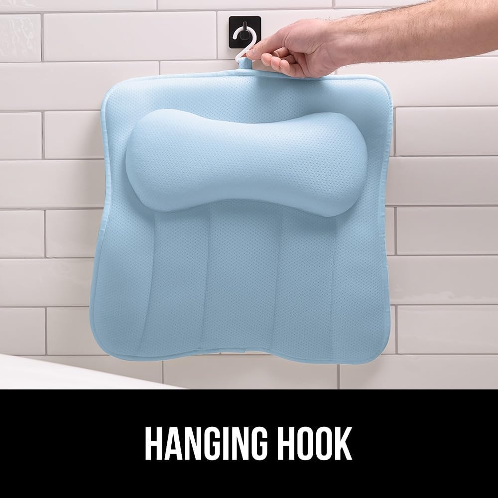 image:imageGORILLA GRIP Bath Pillow for Tub 6 Strong Suction Cups 4D Mesh FlexComfort Headrest for Neck Head and Back Support Luxury Machine Washable Pillows Bathtub Accessories Spa Gifts for Mom GraySpa Blue
