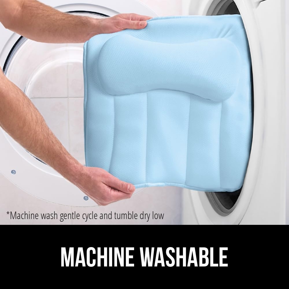 image:imageGORILLA GRIP Bath Pillow for Tub 6 Strong Suction Cups 4D Mesh FlexComfort Headrest for Neck Head and Back Support Luxury Machine Washable Pillows Bathtub Accessories Spa Gifts for Mom GraySpa Blue