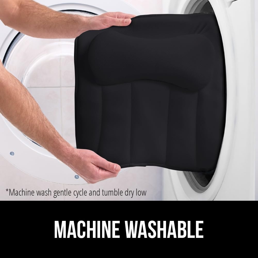image:imageGORILLA GRIP Bath Pillow for Tub 6 Strong Suction Cups 4D Mesh FlexComfort Headrest for Neck Head and Back Support Luxury Machine Washable Pillows Bathtub Accessories Spa Gifts for Mom GrayBlack