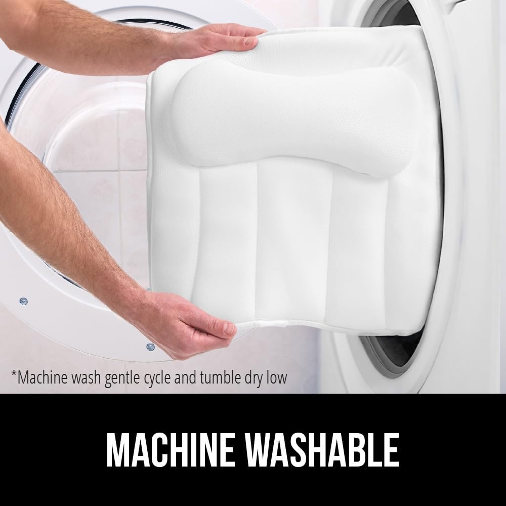 image:imageGORILLA GRIP Bath Pillow for Tub 6 Strong Suction Cups 4D Mesh FlexComfort Headrest for Neck Head and Back Support Luxury Machine Washable Pillows Bathtub Accessories Spa Gifts for Mom GrayWhite