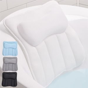 image:imageGORILLA GRIP Bath Pillow for Tub 6 Strong Suction Cups 4D Mesh FlexComfort Headrest for Neck Head and Back Support Luxury Machine Washable Pillows Bathtub Accessories Spa Gifts for Mom GrayWhite