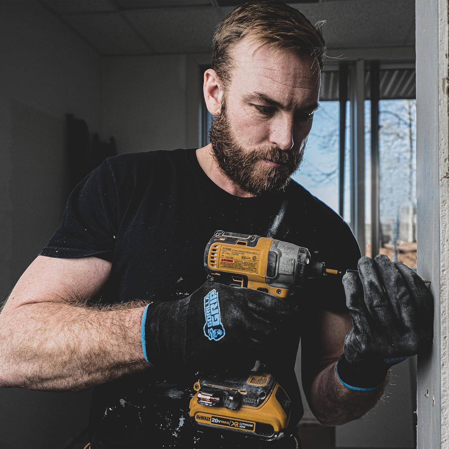 image:imageGorilla Grip 2505725 Slip Resistant All Purpose Work Gloves 5 Pack Large BlackBlackBlue