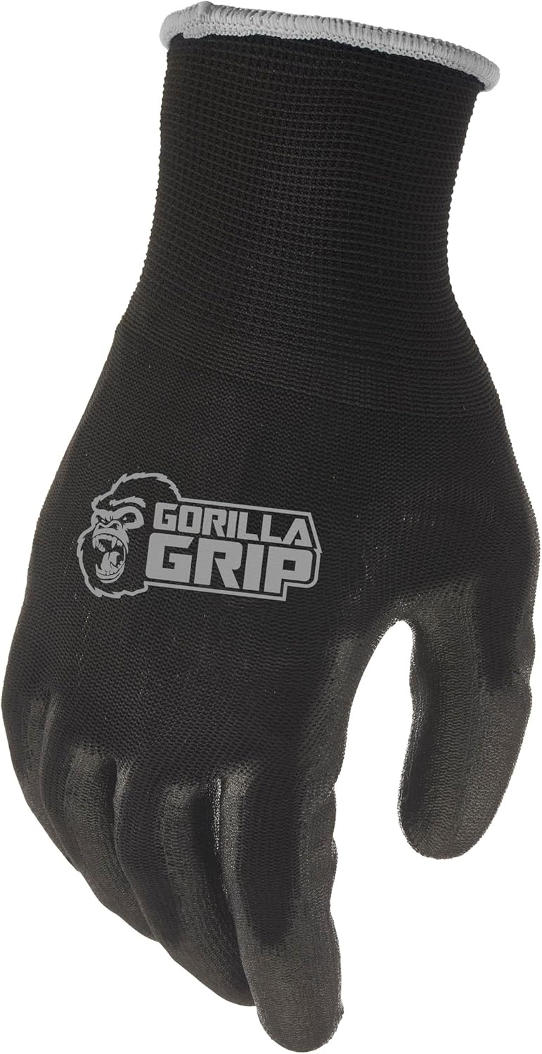 image:imageGorilla Grip 2505725 Slip Resistant All Purpose Work Gloves 5 Pack Large BlackBlackBlue