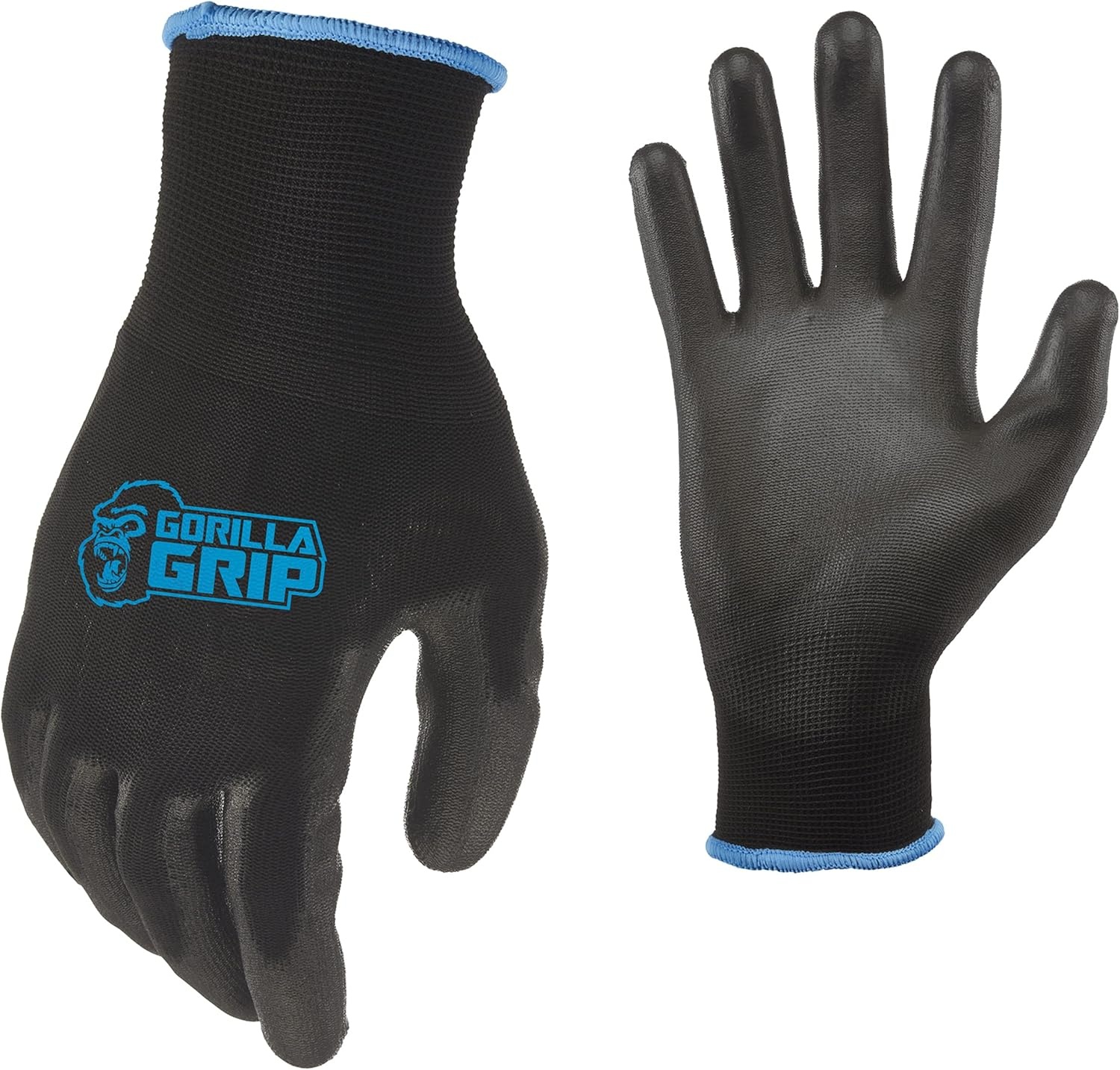 image:imageGorilla Grip 2505725 Slip Resistant All Purpose Work Gloves 5 Pack Large BlackBlackBlue