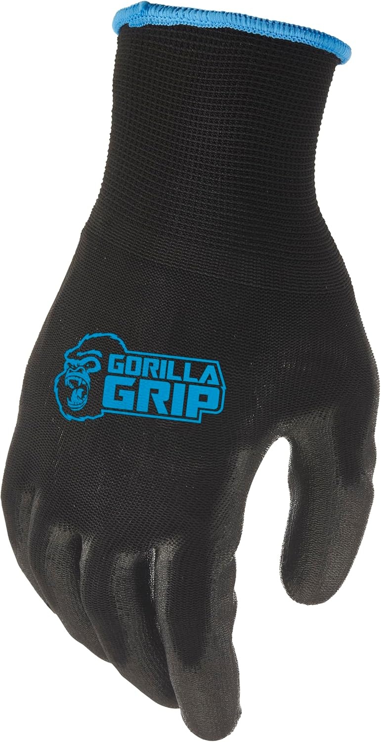 image:imageGorilla Grip 2505725 Slip Resistant All Purpose Work Gloves 5 Pack Large BlackBlackBlue