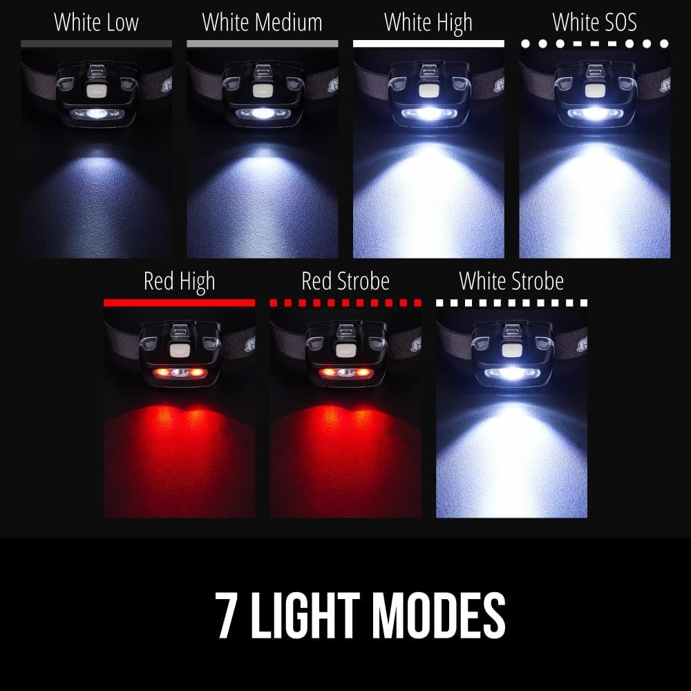 image:imageGORILLA GRIP Ultra Bright High Lumens LED Head Lamp 7 Light Modes Water Resistant IPX4 Headlamp Adjustable Headband Battery Powered Outdoor Running Camping Forehead Flashlight Lamps 1 Pack BlackBlack