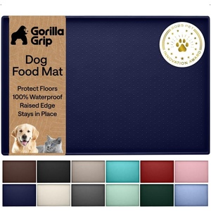 image:imageGORILLA GRIP 100 Waterproof Raised Edge BPA Free Silicone Pet Feeding Mat Dog Cat Food Mats Contain Spills Protects Floors Placemats for Cats and Dogs Water Bowl Pets Accessories 26x17 BeigeNavy