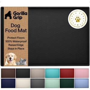 image:imageGORILLA GRIP 100 Waterproof Raised Edge BPA Free Silicone Pet Feeding Mat Dog Cat Food Mats Contain Spills Protects Floors Placemats for Cats and Dogs Water Bowl Pets Accessories 26x17 BeigeBlack