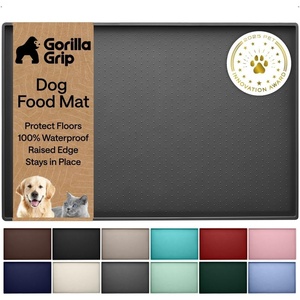 image:imageGORILLA GRIP 100 Waterproof Raised Edge BPA Free Silicone Pet Feeding Mat Dog Cat Food Mats Contain Spills Protects Floors Placemats for Cats and Dogs Water Bowl Pets Accessories 26x17 BeigeCharcoal