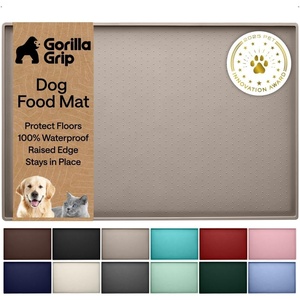 image:imageGORILLA GRIP 100 Waterproof Raised Edge BPA Free Silicone Pet Feeding Mat Dog Cat Food Mats Contain Spills Protects Floors Placemats for Cats and Dogs Water Bowl Pets Accessories 26x17 BeigeBeige