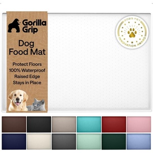 image:imageGORILLA GRIP 100 Waterproof Raised Edge BPA Free Silicone Pet Feeding Mat Dog Cat Food Mats Contain Spills Protects Floors Placemats for Cats and Dogs Water Bowl Pets Accessories 26x17 BeigeWhite