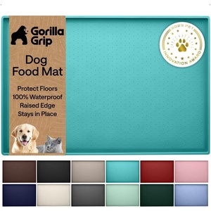 image:imageGORILLA GRIP 100 Waterproof Raised Edge BPA Free Silicone Pet Feeding Mat Dog Cat Food Mats Contain Spills Protects Floors Placemats for Cats and Dogs Water Bowl Pets Accessories 26x17 BeigeTurquoise
