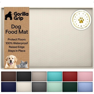 image:imageGORILLA GRIP 100 Waterproof Raised Edge BPA Free Silicone Pet Feeding Mat Dog Cat Food Mats Contain Spills Protects Floors Placemats for Cats and Dogs Water Bowl Pets Accessories 26x17 BeigeCream