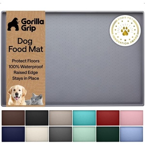 image:imageGORILLA GRIP 100 Waterproof Raised Edge BPA Free Silicone Pet Feeding Mat Dog Cat Food Mats Contain Spills Protects Floors Placemats for Cats and Dogs Water Bowl Pets Accessories 26x17 BeigeGray